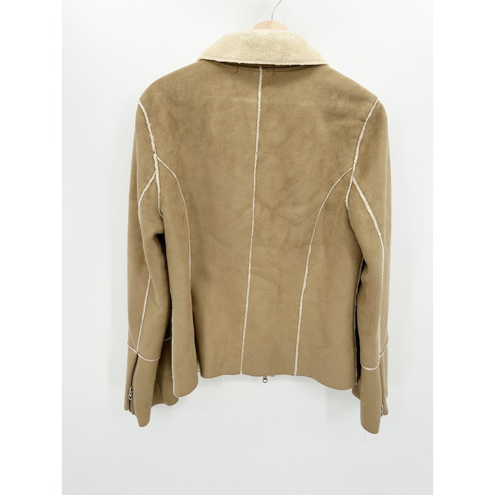 Tribal Womens Y2K 90s‎ Suede Jacket Tan Full Zip Boho Sherpa Lined Size M - Picture 2 of 6